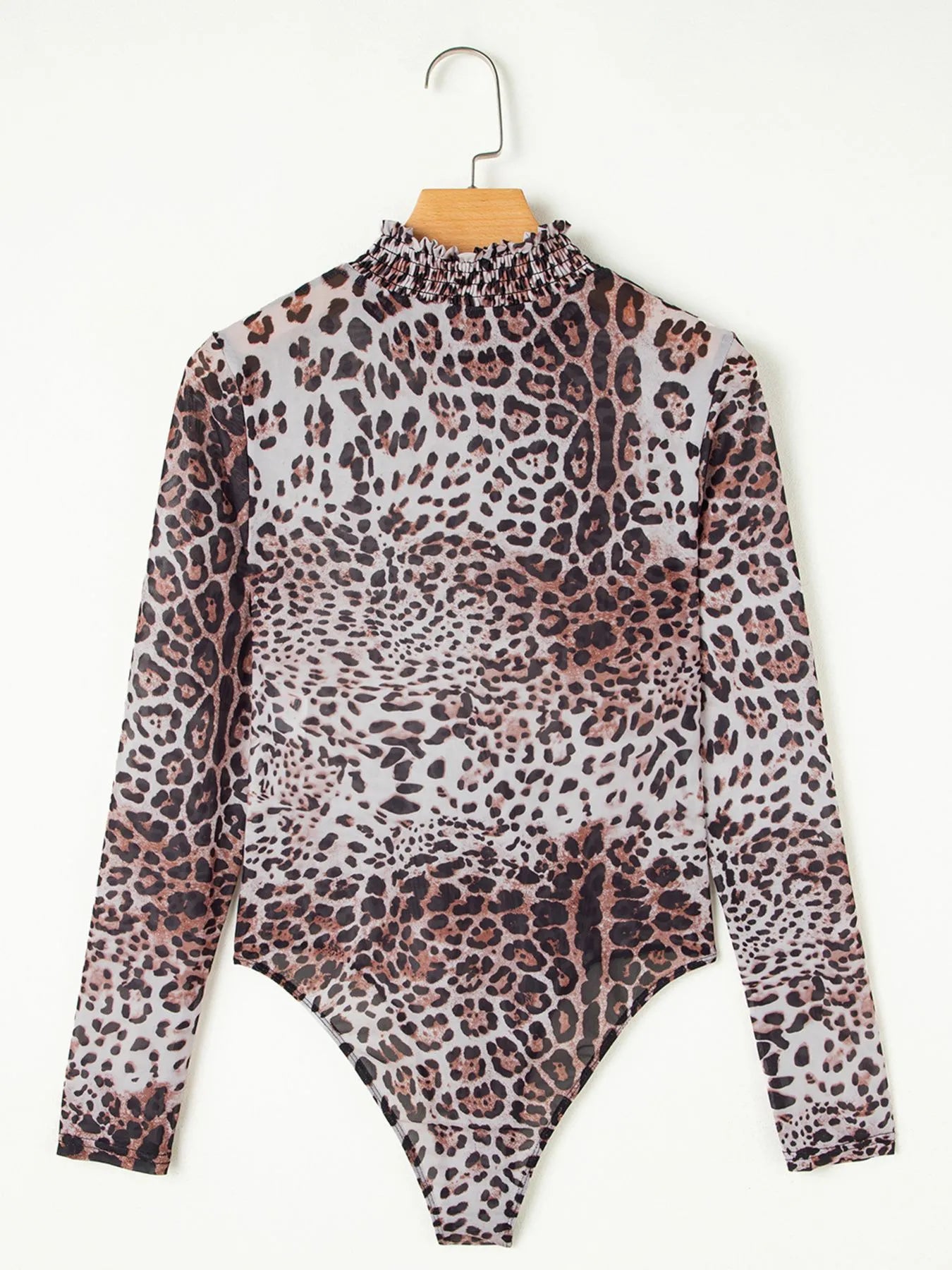 Sarah Express Women's Leopard Print Long Sleeve Mock Neck Bodysuit