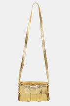Sarah Express Women's Woven Crossbody Bag with Adjustable Strap Gold One Size