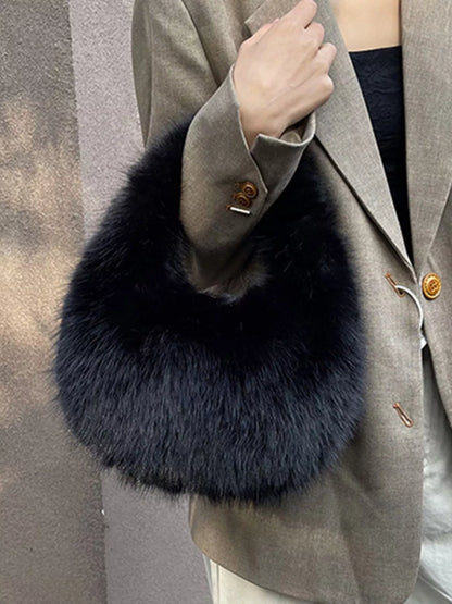 Sarah Express Women's Fluffy Solid Color Mini Handbag