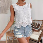 Sarah Express Women's Sleeveless Lace Camisole Top White Layering Tank