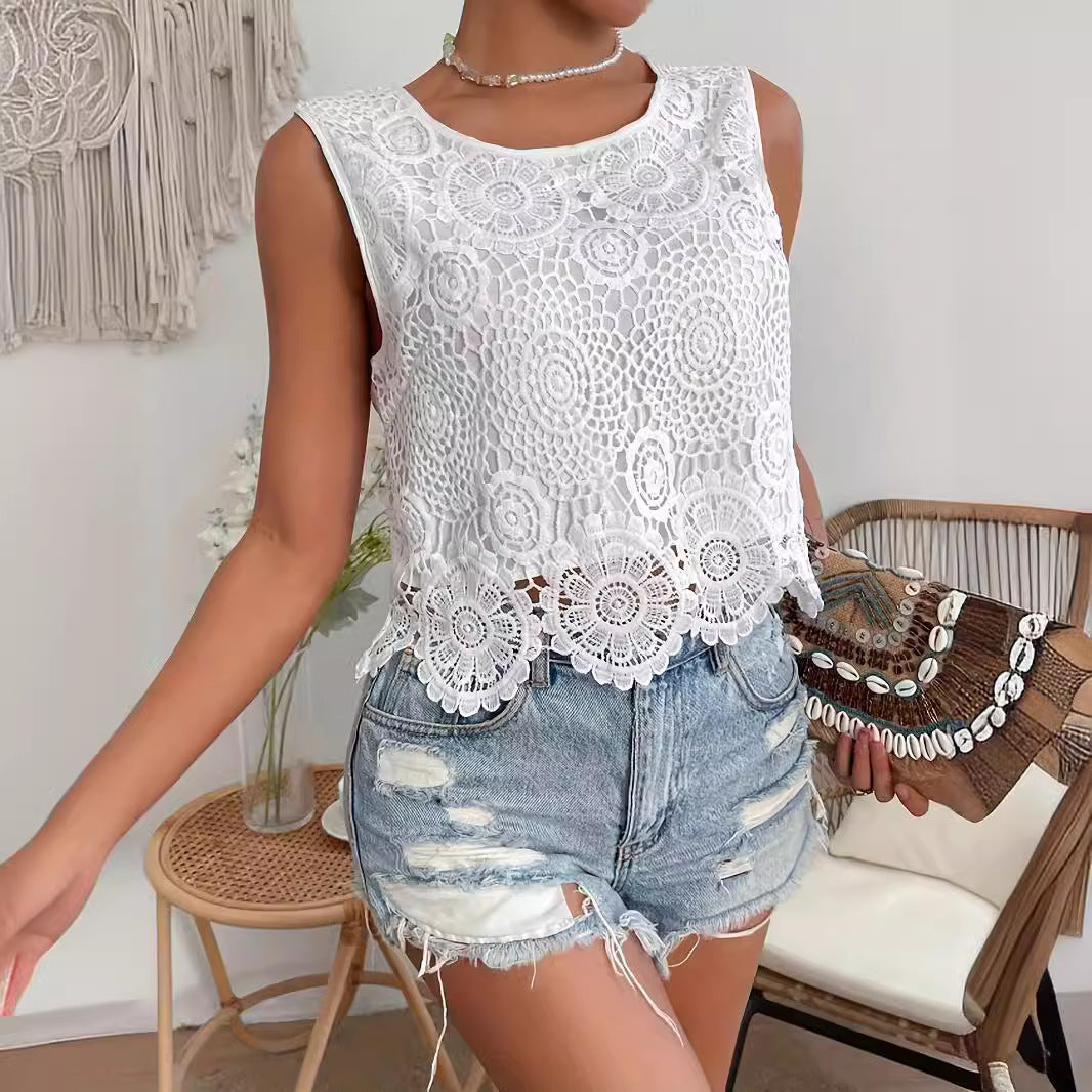 Sarah Express Women's Sleeveless Lace Camisole Top White Layering Tank