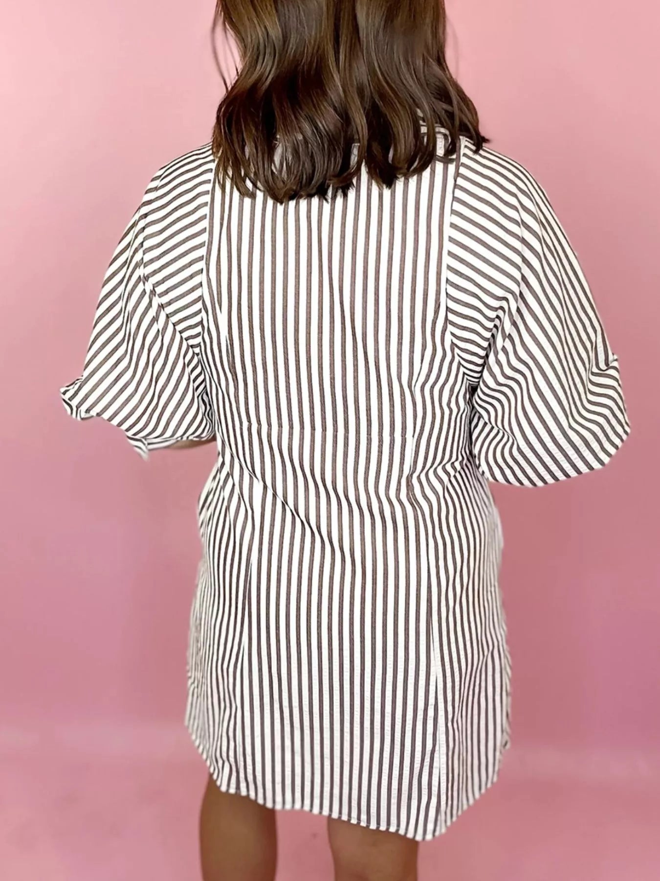 Sarah Express Women's Striped Tie Waist Shirt Dress