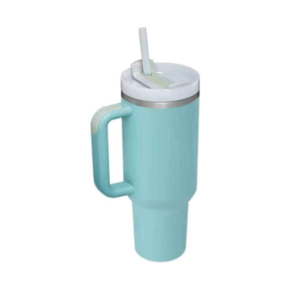 Sarah Express 40 oz Insulated Tumbler with Handle and Straw - Stainless Steel Vacuum Coffee Cup with Lid Second generation light green 1200ML 1PC