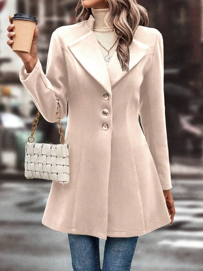 Sarah Express Women's Collared Neck Long Sleeve Longline Coat