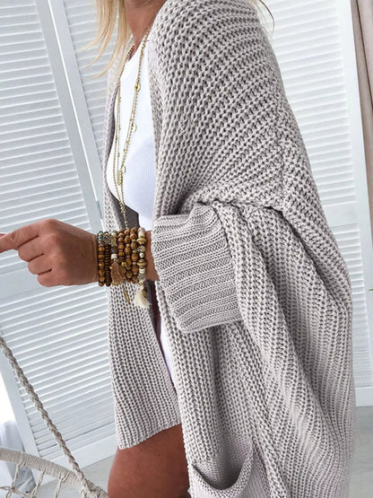 Sarah Express Women's Oversized Fold Over Sleeve Open Front Cardigan