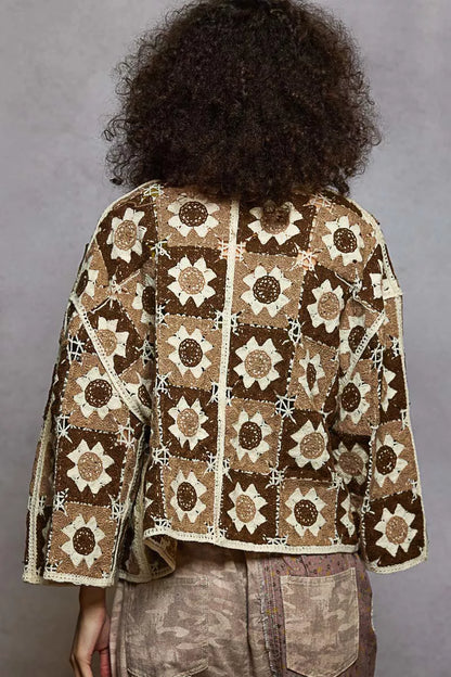 Sarah Express Women's Open Front Cardigan with Varied Patterns