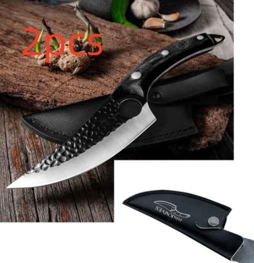 Sarah Express Professional Butcher Knife Set - High Carbon Steel Boning Knife Sheath Black 2pcs