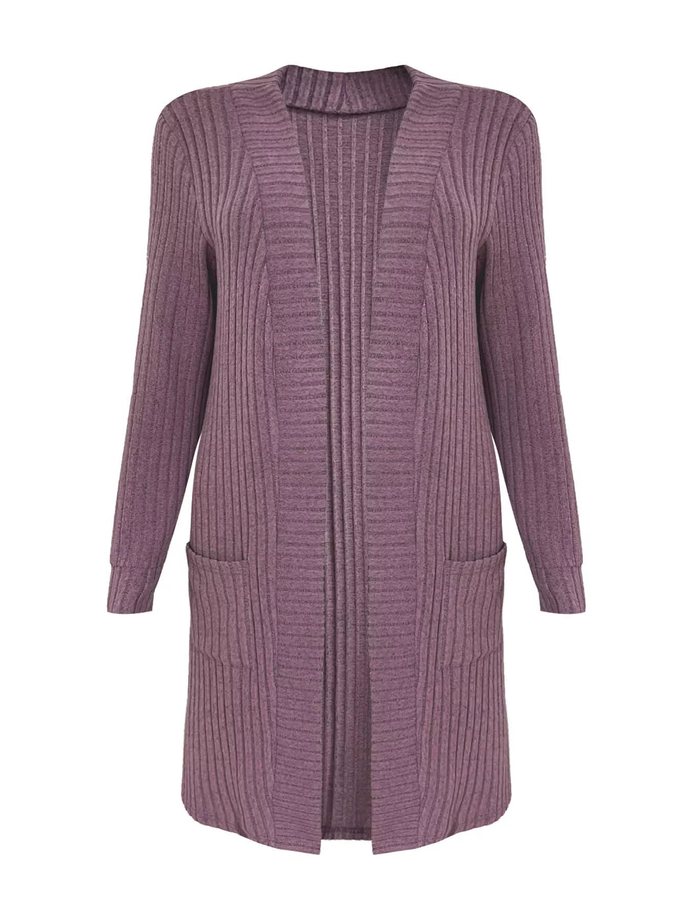 Sarah Express Women's Ribbed Knit Open Front Cardigan