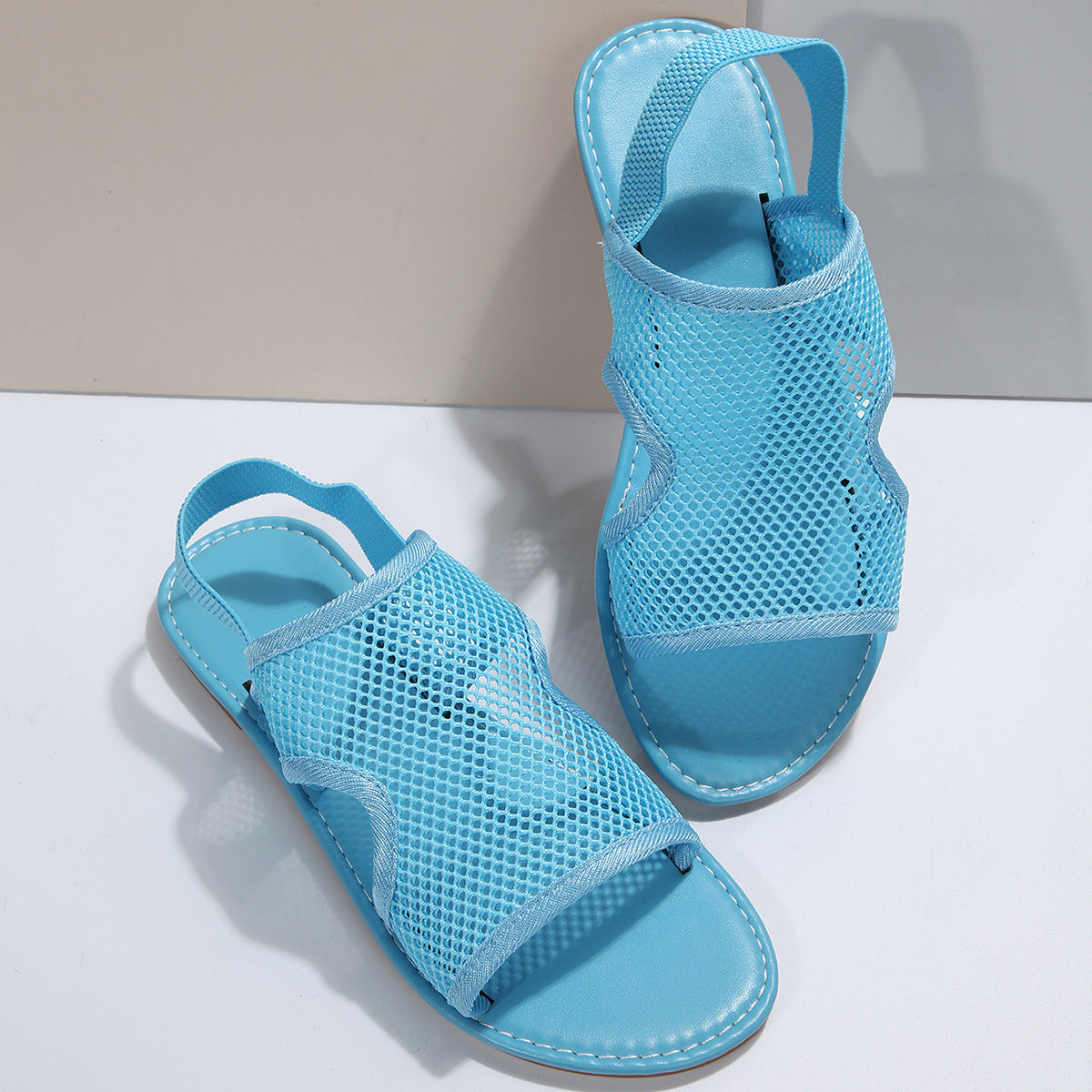 Sarah Express Breathable Mesh Beach Sandals | Lightweight Slip-On Summer Flat Shoes | Unisex Blue