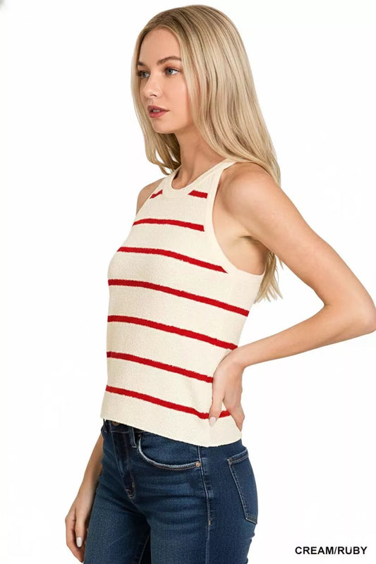 Sarah Express Women's Stripe Sweater Tank Top