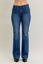Sarah Express Women’s Plus Size Mid Rise Bootcut Jeans with Welt Pockets

