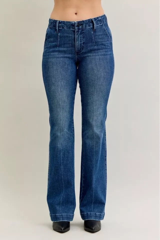 Sarah Express Women’s Plus Size Mid Rise Bootcut Jeans with Welt Pockets
