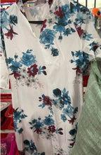 Sarah Express Women's Floral Print V-Neck Maxi Dress Short Sleeve A-Line Pullover