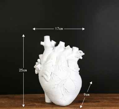 Sarah Express Nordic Heart Flower Vase Resin Sculpture Desktop Planter Home Decor Ornament White Big