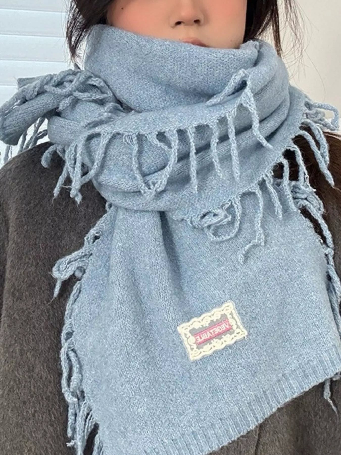 Sarah Express Women's Knitted Fringe Scarf - Soft Polyester Winter Wrap