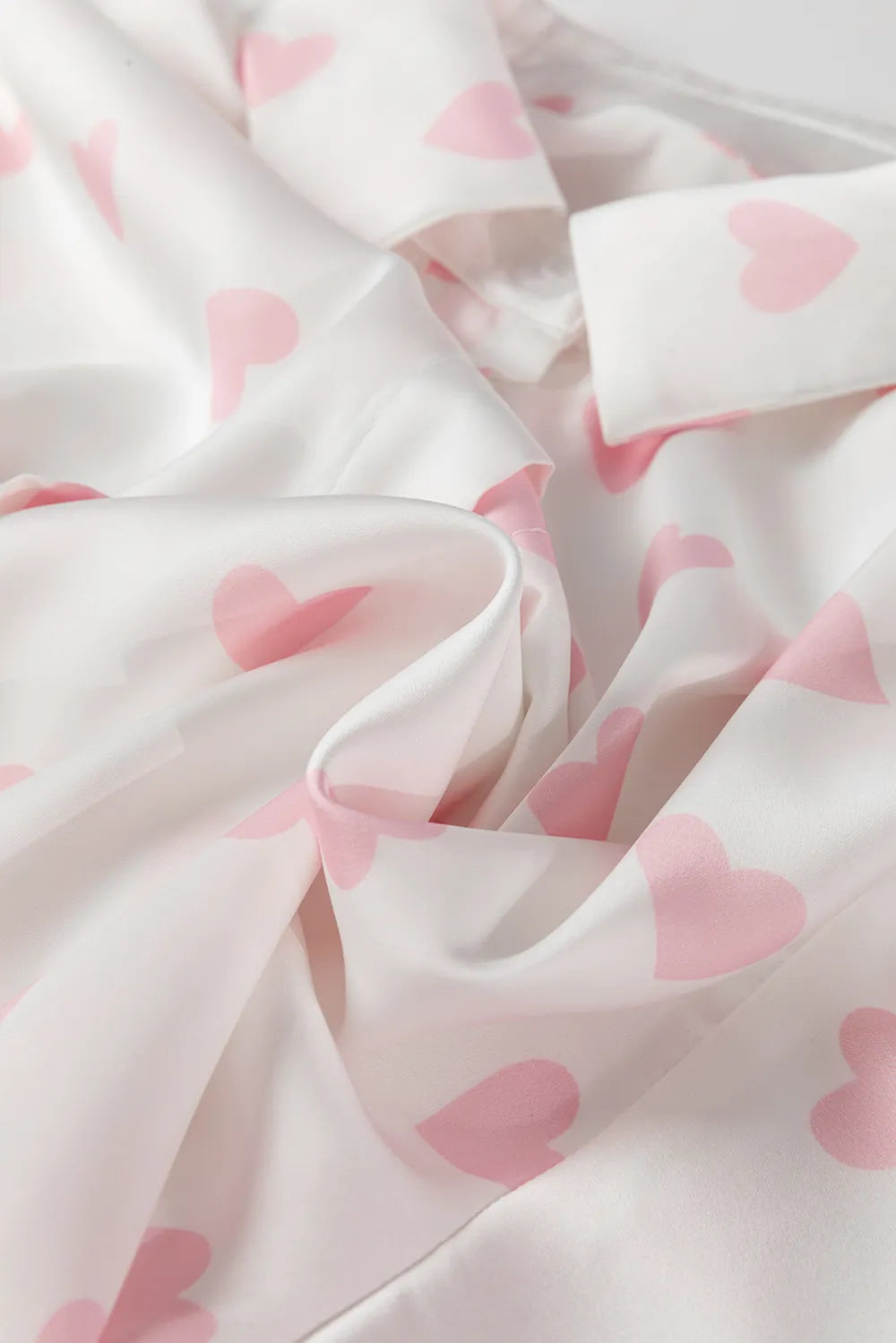 Sarah Express Women's Heart Print Collared Neck Long Sleeve Shirt