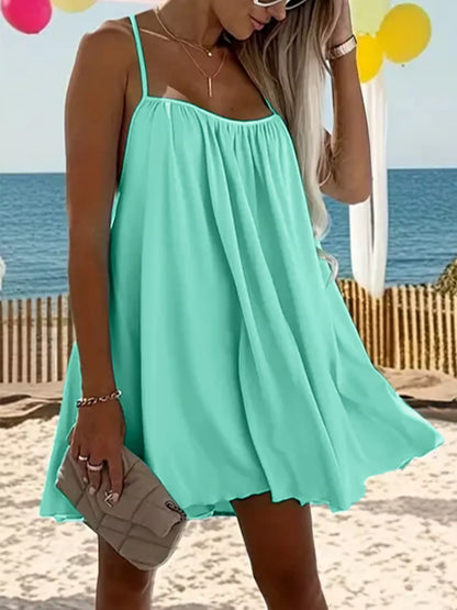 Sarah Express Women's Sleeveless Flowy Mini Dress Gum Leaf