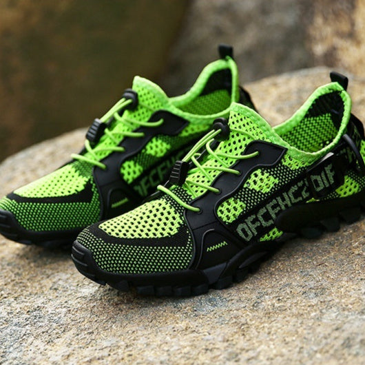 Sarah Express Men's Flyknit Hiking Shoes – Lightweight Non-Slip Outdoor Sneakers with Elastic Closure