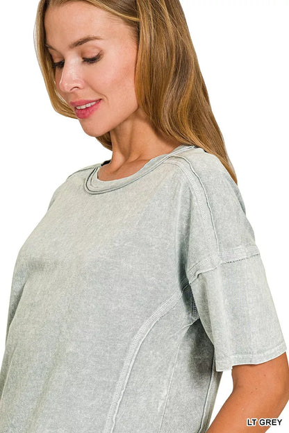 Sarah Express Women's Snow Washed Short Sleeve Tee and Shorts Lounge Set