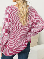 Sarah Express Women's Striped Boat Neck Casual Sweater
