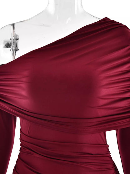 Sarah Express Women's One-Shoulder Ruched Maxi Dress