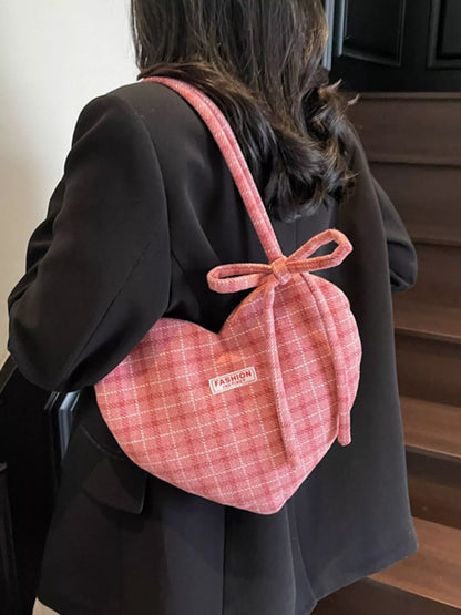 Sarah Express Heart-Shaped Plaid Shoulder Bag - Cute Crossbody Purse for Women