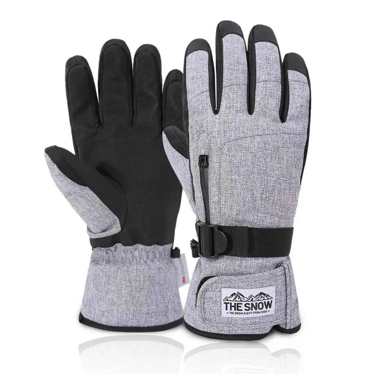 Sarah Express Women's Waterproof Thermal Gloves - Winter Touchscreen Fleece Lined Warm Gloves Grey One Size