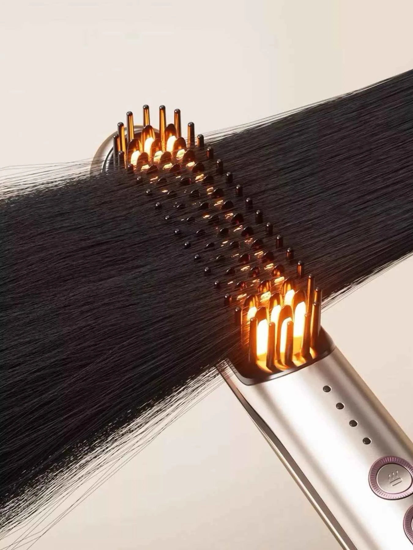 Sarah Express Women's Portable Heated Straightening Comb - 2-in-1 Curling & Straightening Hair Styling Tool