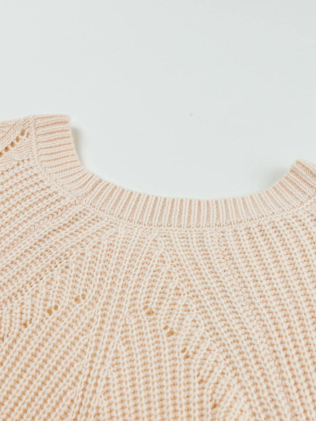 Sarah Express Women's Openwork Round Neck Long Sleeve Sweater