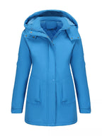 Sarah Express Women's Hooded Mid-Length Windproof Outerwear Plus Size