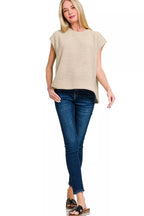 Sarah Express Women’s Oversized Crew Neck Sweater Vest Casual