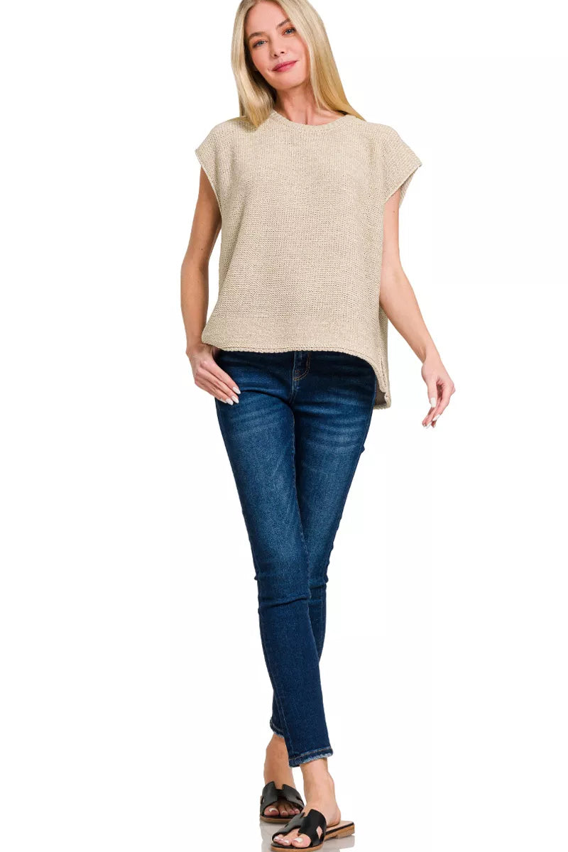 Sarah Express Women’s Oversized Crew Neck Sweater Vest Casual