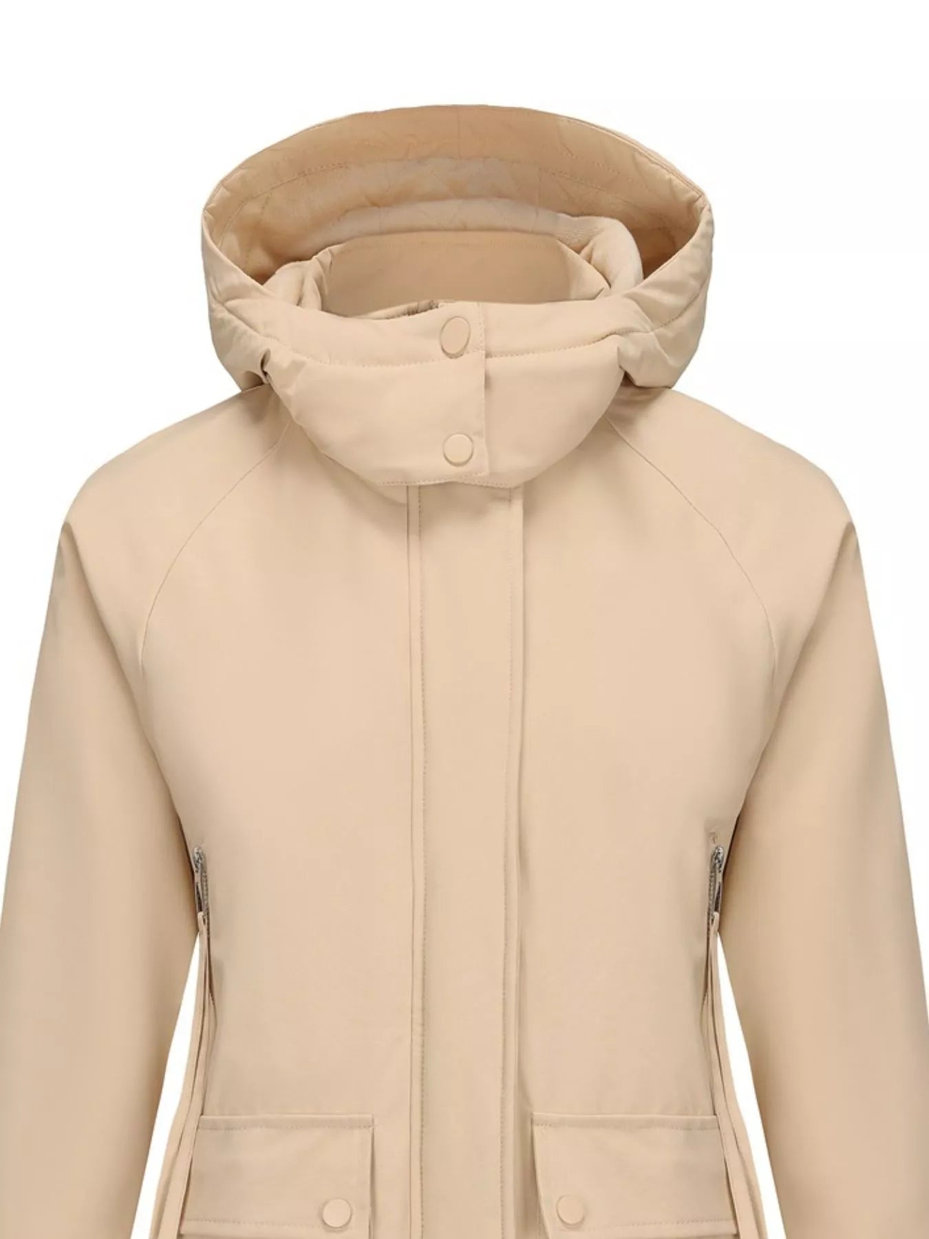 Sarah Express Women's Full Size Zip Up Hooded Parka Outerwear