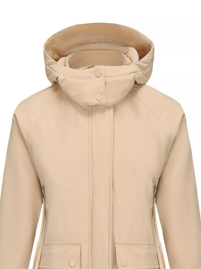 Sarah Express Women's Full Size Zip Up Hooded Parka Outerwear