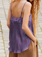 Sarah Express Women's Lace Trim Flowy Cami Top