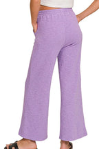 Sarah Express Women’s Slub Knit Lounge Set with Top and Wide Leg Pants