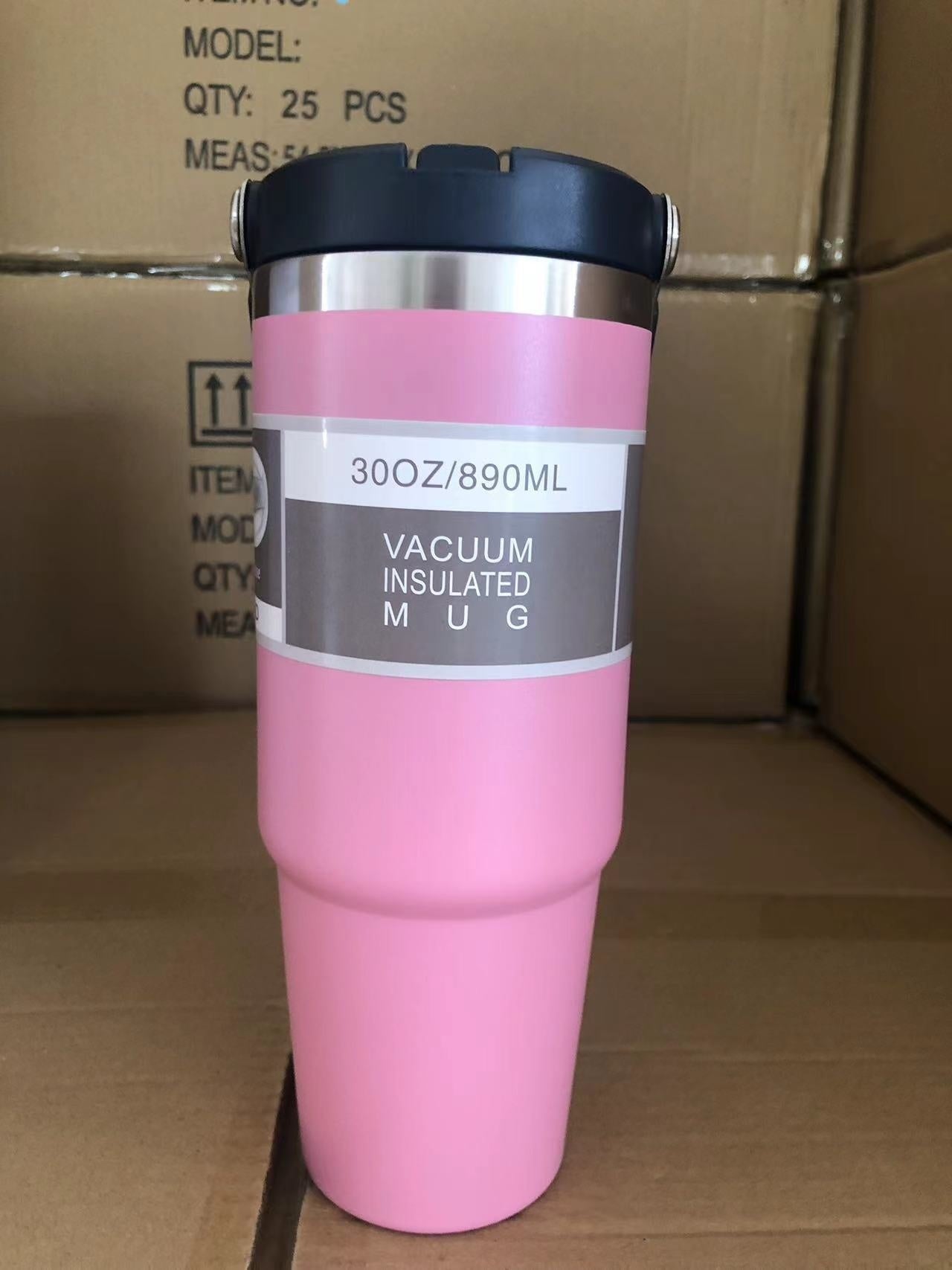 Sarah Express Insulated Stainless Steel Travel Tumbler with Handle - 20oz/30oz Vacuum Coffee Cup Water Bottle Pink 30oz890ml