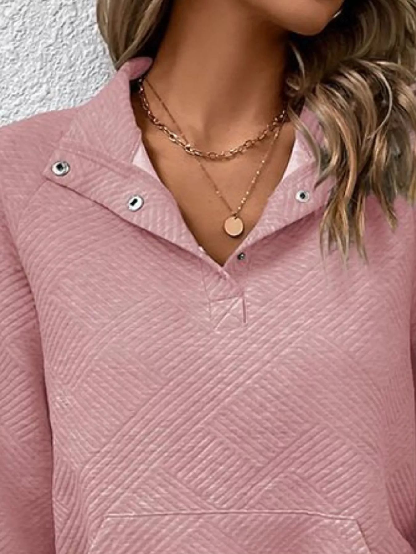 Sarah Express Women's Textured Quarter Snap Sweatshirt