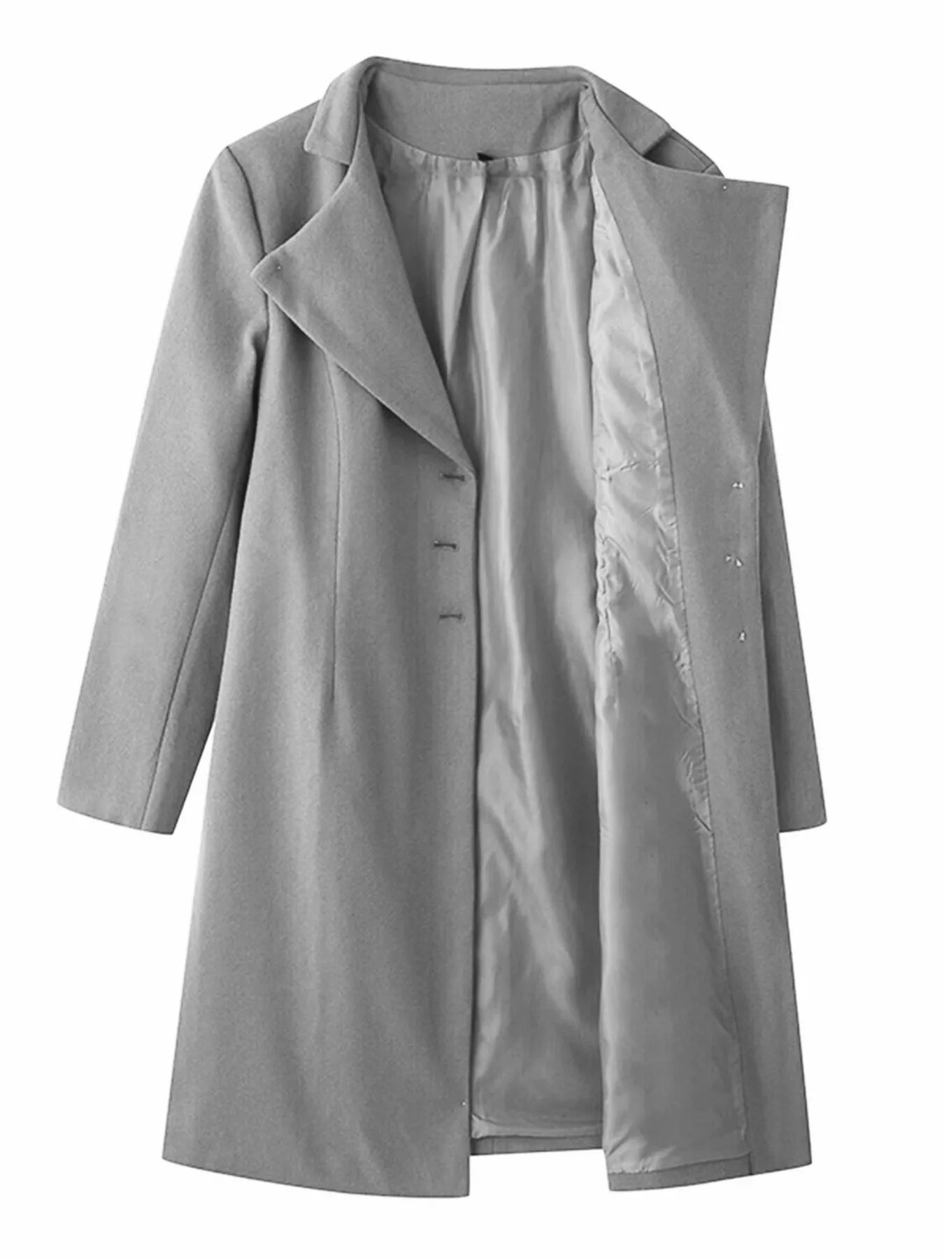 Sarah Express Women's Single-Breasted Long Sleeve Overcoat Plus Size