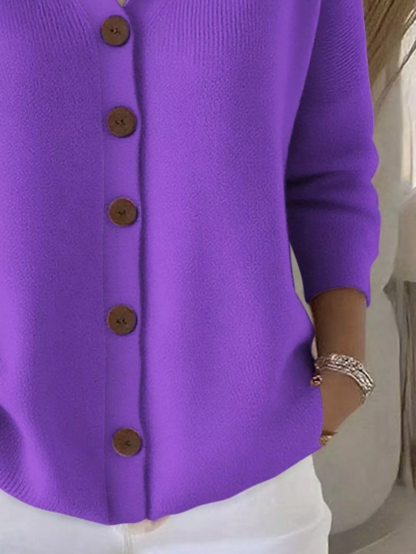 Sarah Express Women's Hooded Button-Down Knit Cardigan