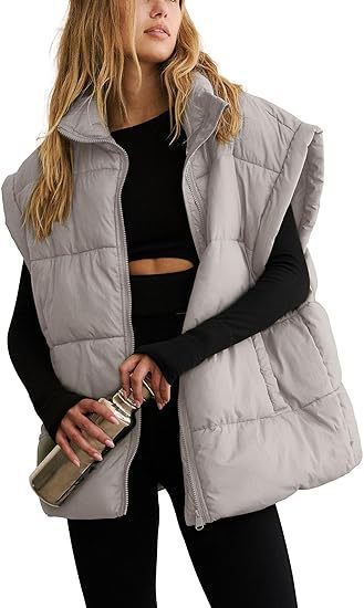 Sarah Express Cotton Padded Puffer Vest Stand Collar Zipper Pockets Sleeveless