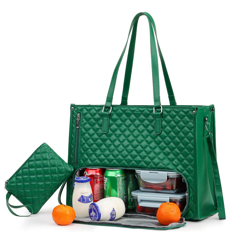 Sarah Express 2-in-1 Tote & Lunch Bag Combo - Extra Large Capacity with Insulated Lunch Compartment Dark Green