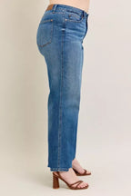 Sarah Express Women’s Plus Size High Rise Tummy Control Destroyed Wide Leg Jeans
