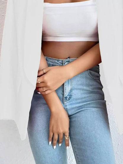 Sarah Express Women's Open Front Casual Blazer Plus Size Long Sleeve Professional Outerwear