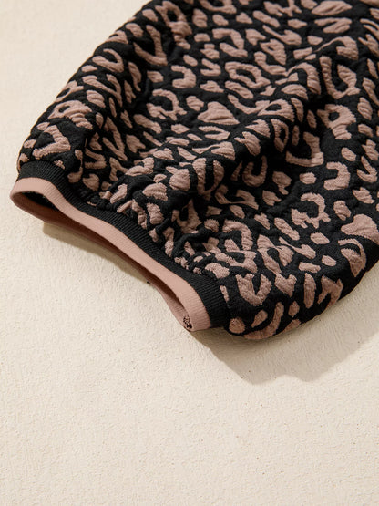 Sarah Express Women's Leopard Print Bubble Sleeve Shift Mini Dress