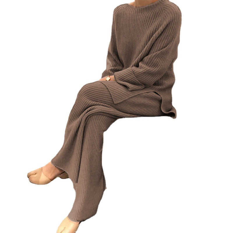 Sarah Express Women's Knit Sweater Two Piece Matching Set Long Sleeve Top Pants