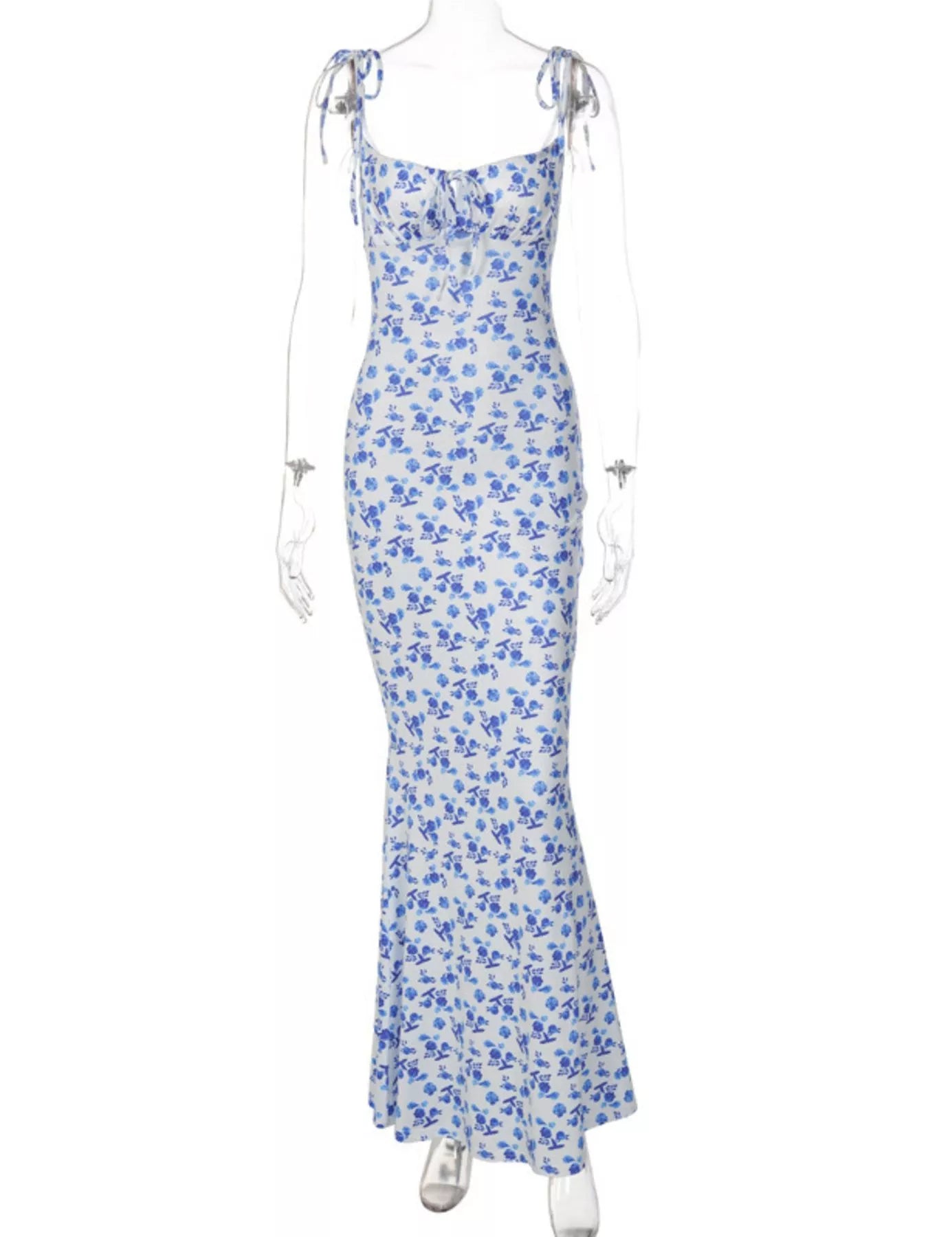 Sarah Express Women's Floral Print Tie Strap Bodycon Maxi Dress