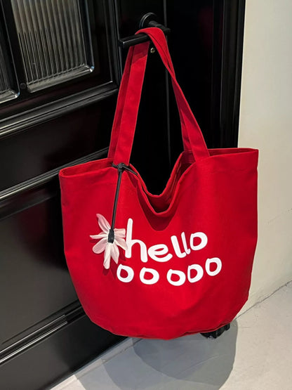 Sarah Express Women's Letter Canvas Tote Bag Red ONESIZE