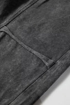 Sarah Express Women's Mineral Wash Lace-up High Waist Raw Hem Patched Pocket Pants