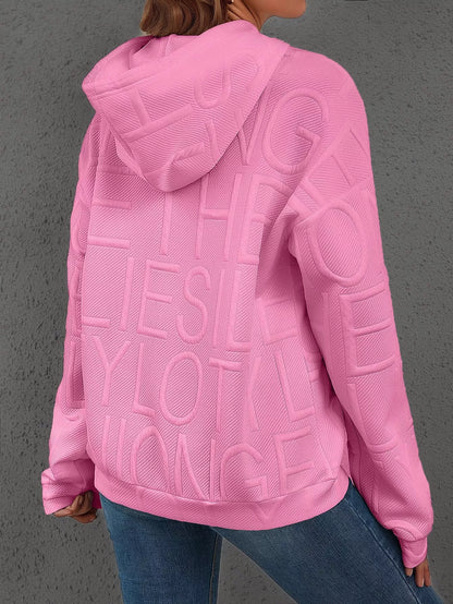 Sarah Express Women's Textured Embossed Long Sleeve Hoodie Plus Size